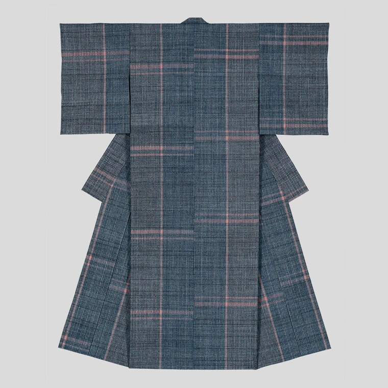 photo Hand-spun Cotton Mino-shima Kimono "Early Spring Breeze"