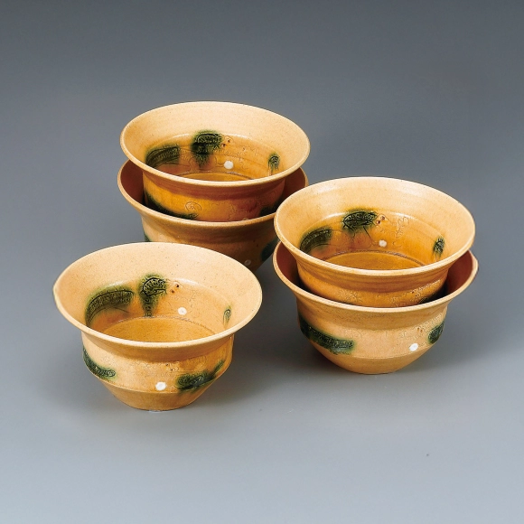 鉢■古黄瀬戸 時代物菓子鉢 金継ぎ直し有り 平鉢 耳付き(江戸期)骨董品 上物■ 鉢□古黄瀬戸 時代物菓子鉢 金継ぎ直し有り 平鉢 耳付き(江戸