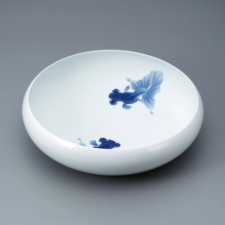photo Bowl with Underglaze Blue and Goldfish Design