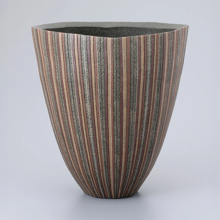 photo Flower Vessel with Inlay And Colored Slip Decoration