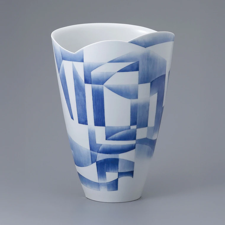 photo Flower Vase with Blue Street Design "On the Way Home"