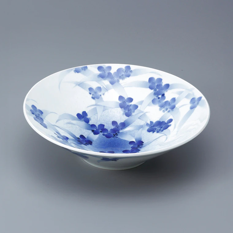 photo Bowl with Underglaze Blue and Spiderwort Design
