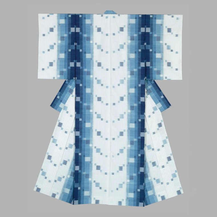 photo Kimono of Tsumugi "Mountain in Spring"
