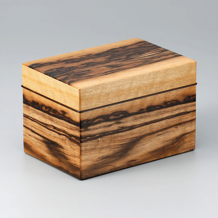 photo Tea Caddy Box with Black Persimmon Wood