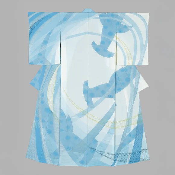 Kimono with Design in Yuzen Dyeing 