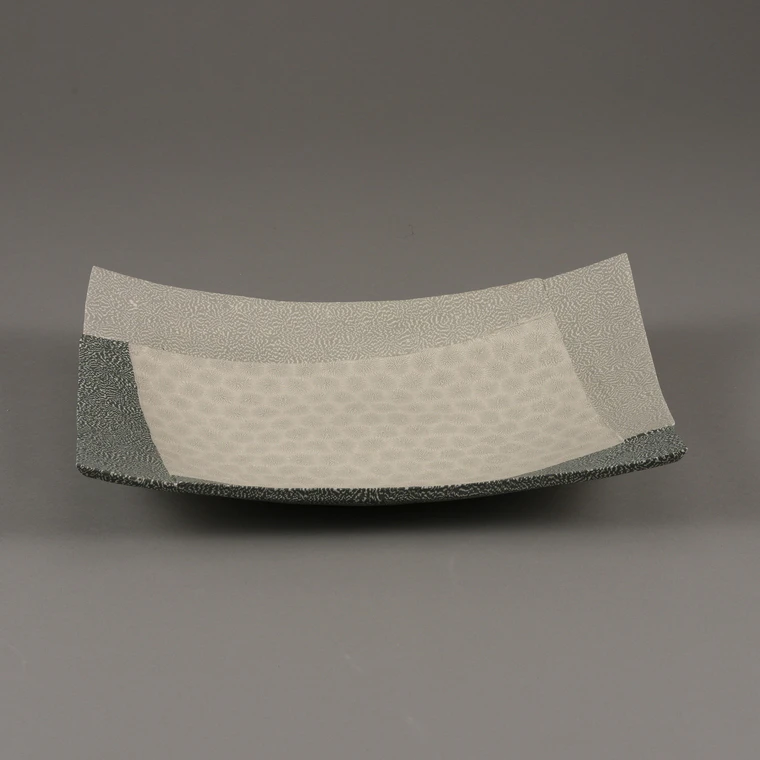 photo Rectangular Plate with Marbled Wavy Pattern