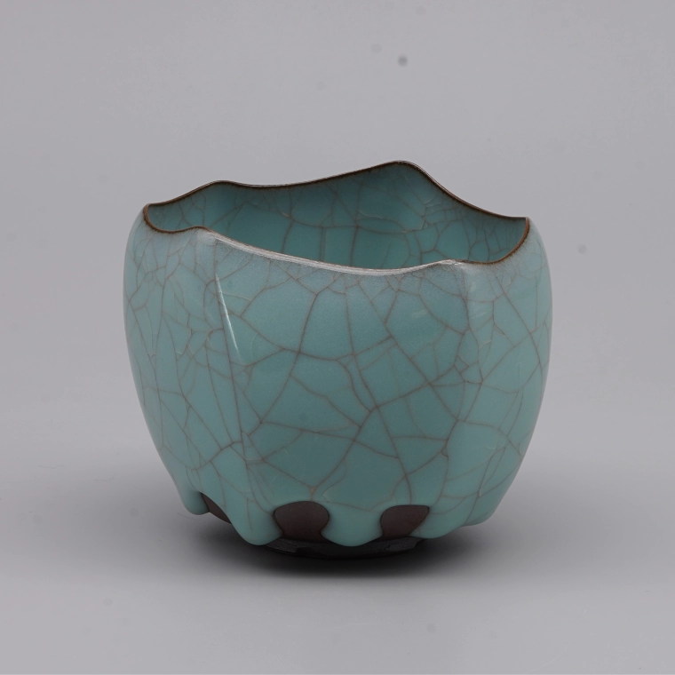 photo Tea Bowl with Grayish Blue Glaze