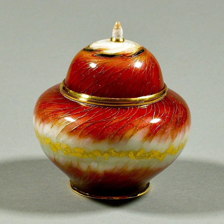 photo Cloisonne Incense Burner "Red Iris"
