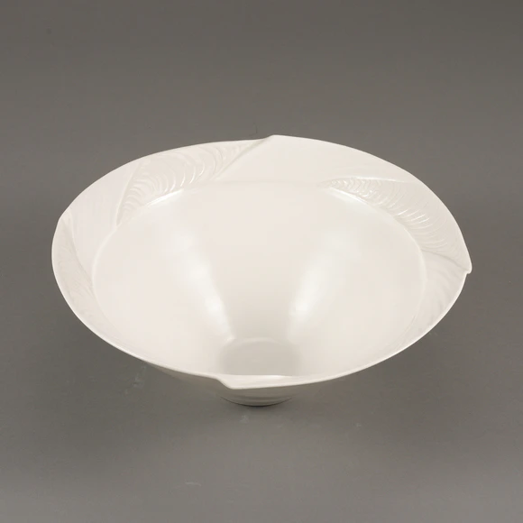 White Porcelain Bowl with Engraved Design