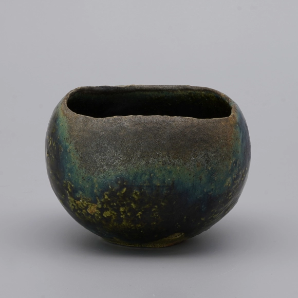 Oribe Tea Bowl with Cobalt Blue Glaze
