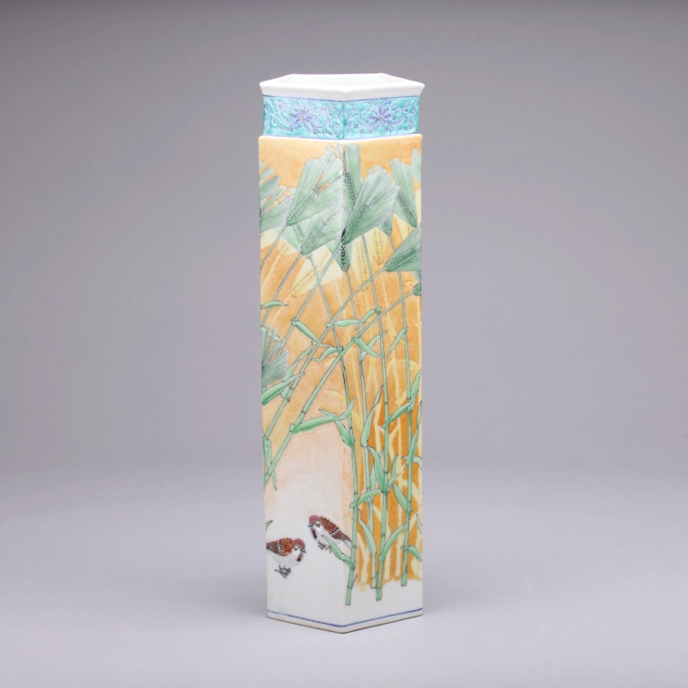 photo 色絵麦秋文花器