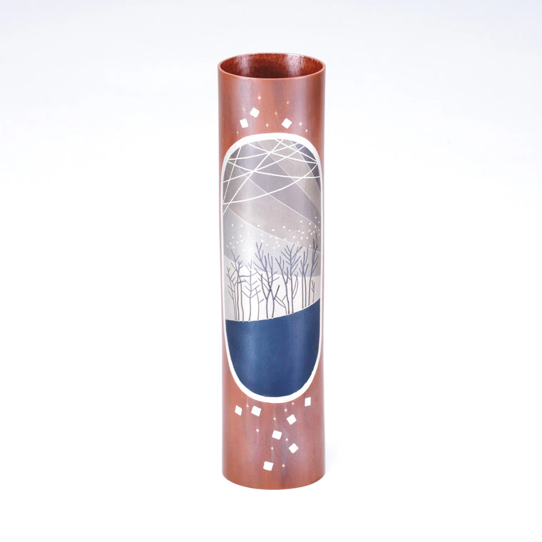 photo Flower Vessel with Design in Inlay "Existing Landscape"