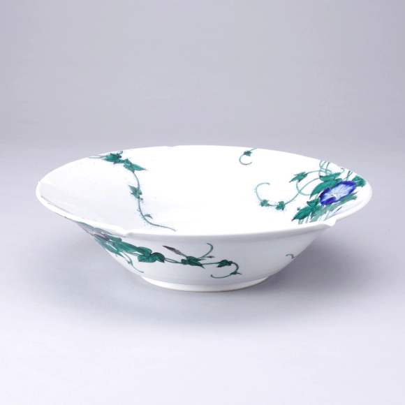 Bowl with Morning Glory Design in Overglaze Enamel