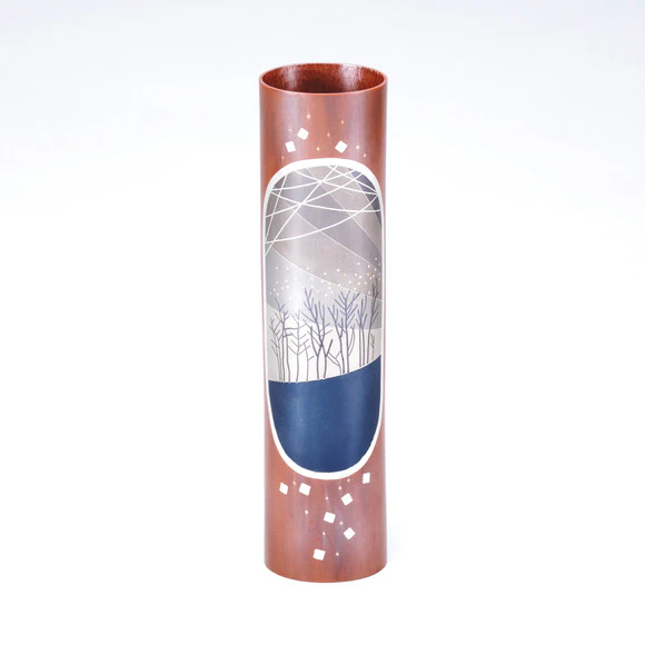 Flower Vessel with Design in Inlay 