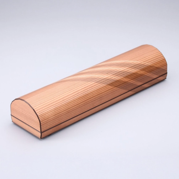 Tanzaku Box of Noshiro Cedar Wood Made by Lathing and Bending Work with Wood Inlay