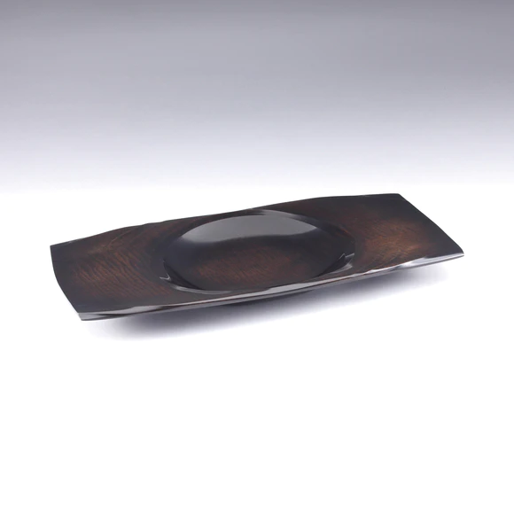 Hand Carved Vessel of Magnolia Wood Finished in Wiped Urushi
