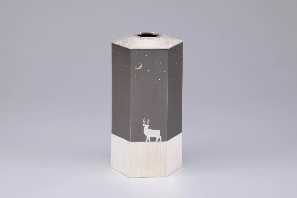 photo Flower Vessel of Rōgin with Design in Inlay "Sigh of The Night"