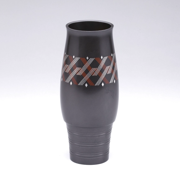 Flower Vessel with Design in Inlay. “Twill Weave”