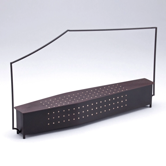 Iron Flower Vessel with Design in Inlay “Scenery”