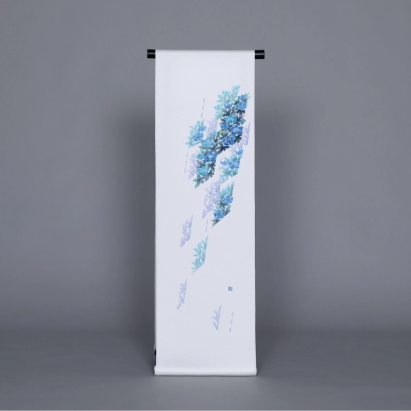 Obi Sash with Design in Yūzen Dyeing "Blue-green Ridge Lines"