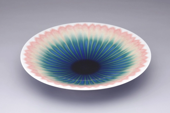 四代徳田八十吉 藍華菱 花入 【公式通販】