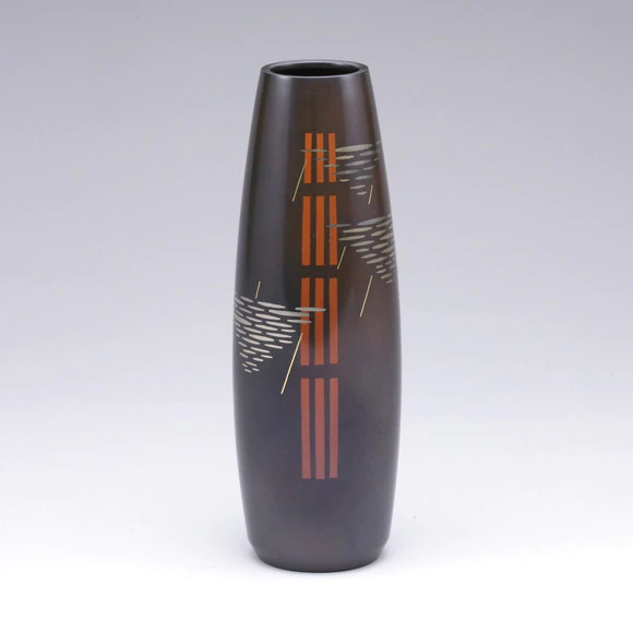 Flower Vessel with Design in Inlay. “Light of the Setting Sun”
