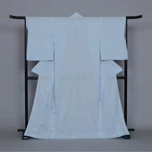 Ro Gauze Kimono with Embroidery "White Bush Clover"