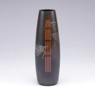 Flower Vessel with Design in Inlay. “Light of the Setting Sun”