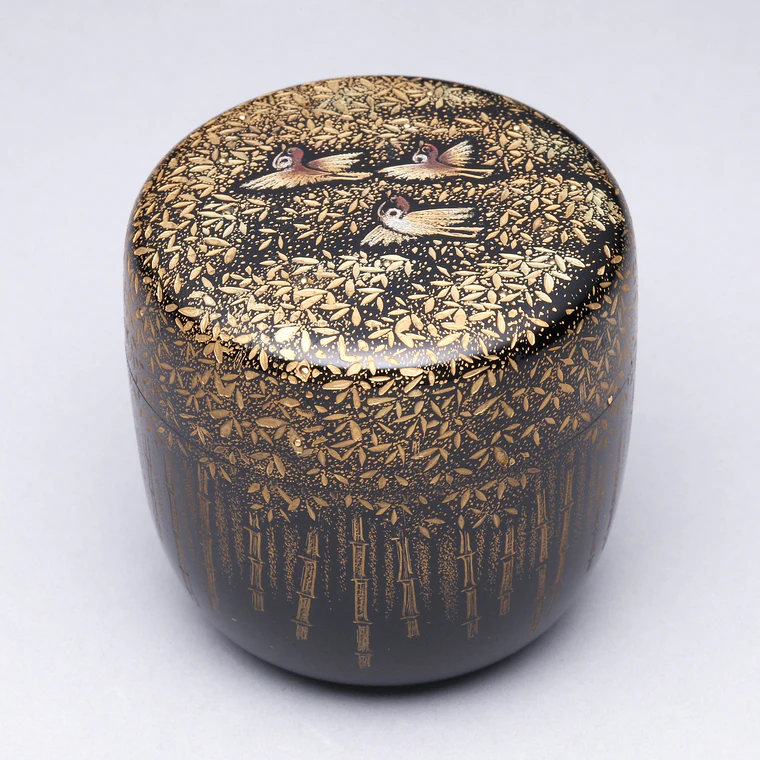 photo Tea Caddy with Design in Chinkin "Bamboo Grove"