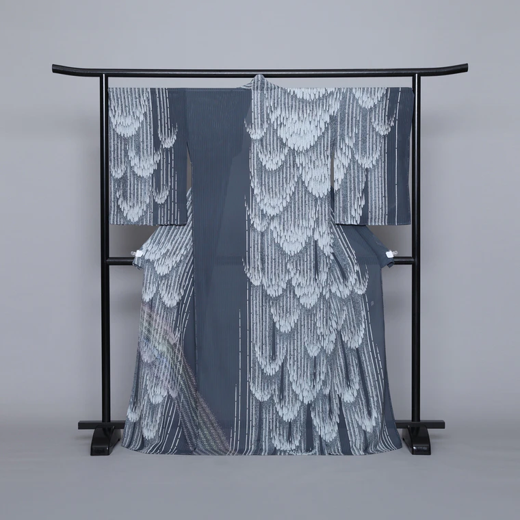 photo Formal Kimono with Design in Yūzen Dyeing "Waterfall"