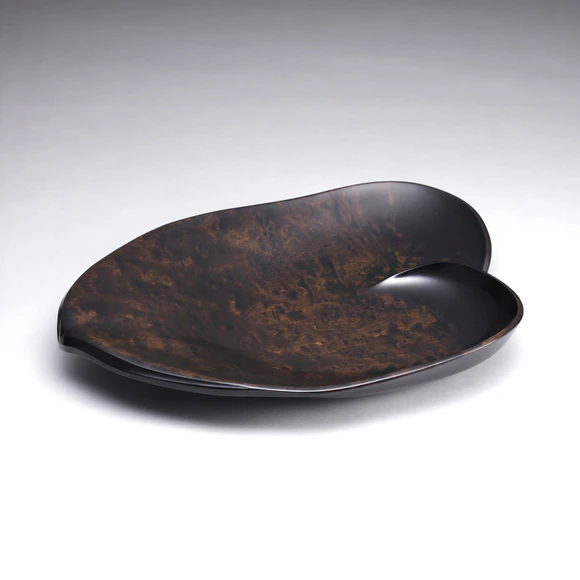 Hand Carved Tray of Maple Wood Finished in Wiped Urushi