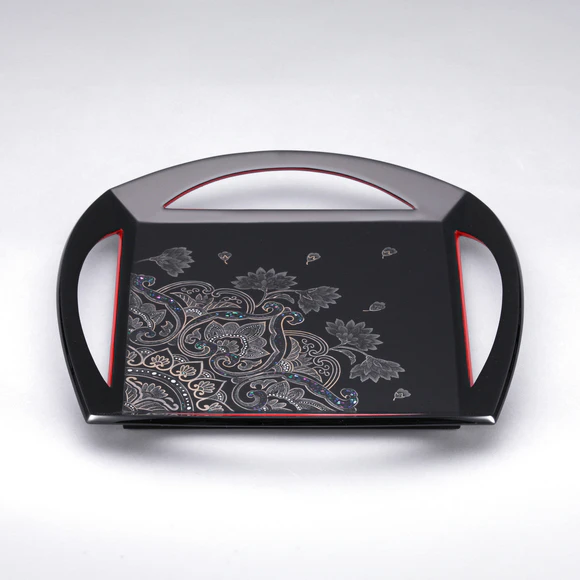 Dry Confectionery Tray with Makie and Chinese Flower Design