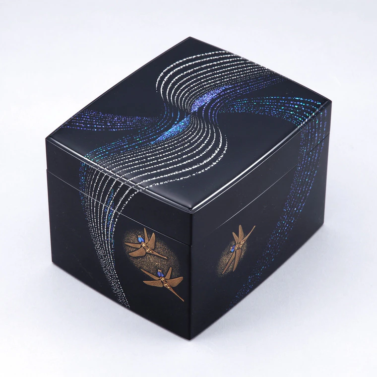 photo Box with Makie, Egg Shell and Mother-of-pearl Inlay "Symphony of Water"