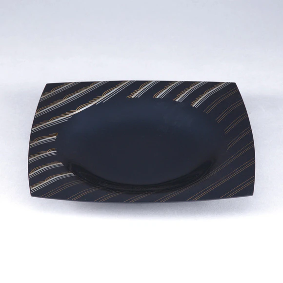 Shakudo (Copper-gold Alloy) Plate with Gold and Silver Inlay