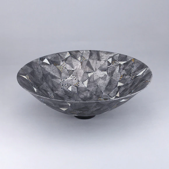 Bowl with Geometric Design in Platinum Painting