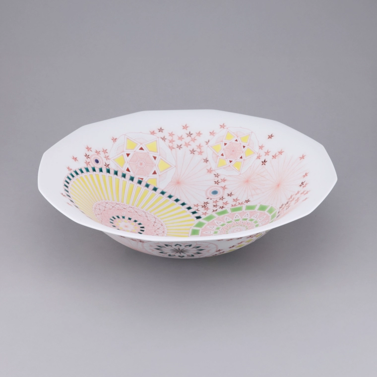 photo High Fired Plate with Design in Silver paint and Red Underglaze