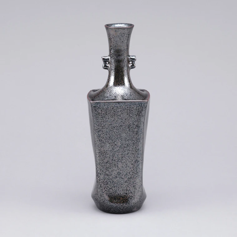 photo Metallic Iron Glazed Flower Vase with Handles