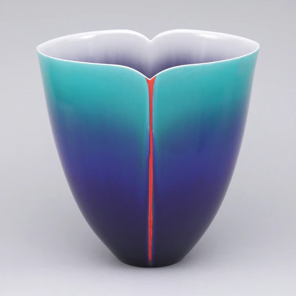 Flower Vase with Colored Glaze Decoration "Mani"