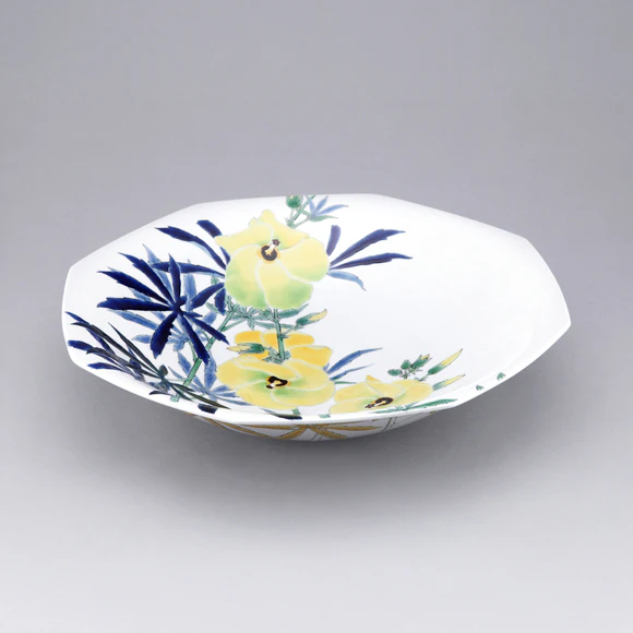Octagonal Plate with Sunset Hibiscus Design