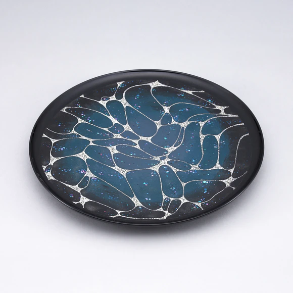Plate for Dry Sweets with Design in Makie "Sparkling Water Surface"