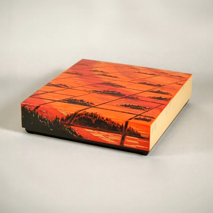 photo 色紙蒔絵箱「夕日」