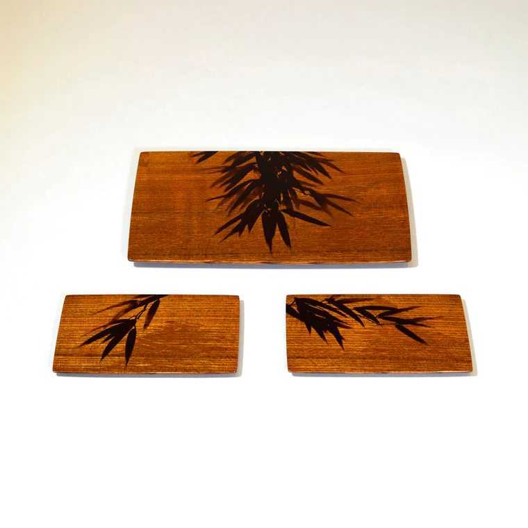 photo Rectangular Plates with Tanabata Design in Makie