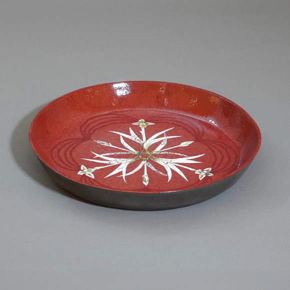 Bowl with Underglaze Silver and Orchid Design