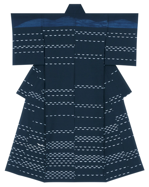 Kimono of Hand-spun Cotton Kasuri "Bay"