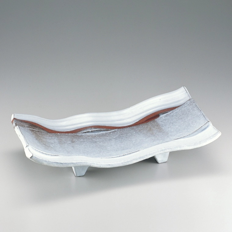 photo 白釉掛分波皿