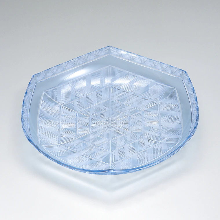 photo 透紋様切子皿「白藍」