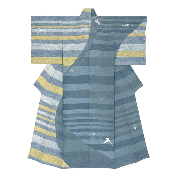 Wax-resist Dyed Formal Summer Kimono "On the Water Surface"