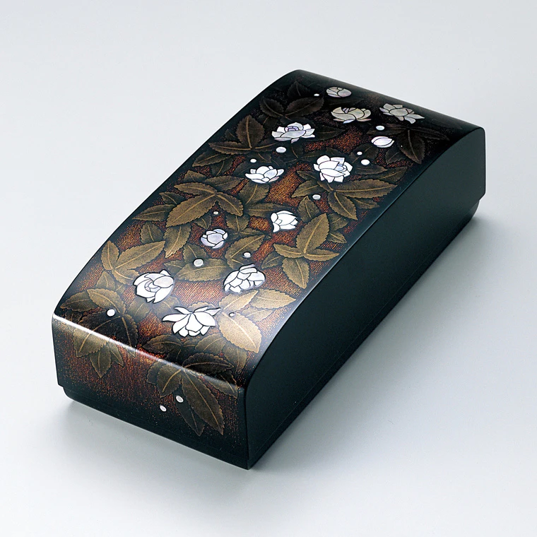 photo Box with Design in Mother-of-pearl Inlay and Makie "Sunlight Filtering Through the Trees in the Quiet Woods "
