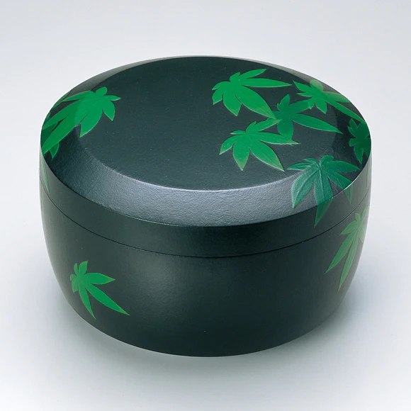 Lacquered Papier-mache Food Box  "Green Maple "