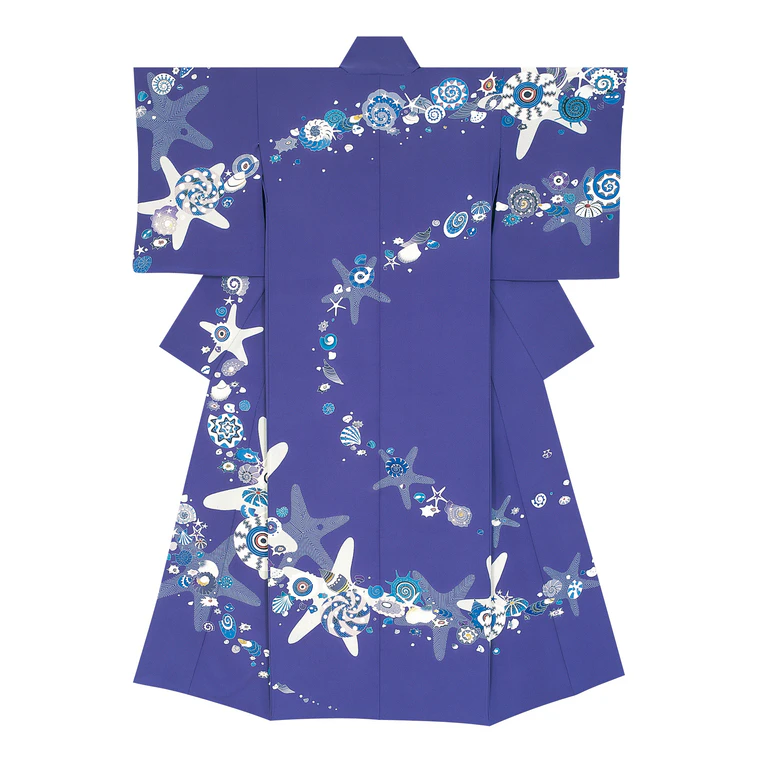 photo Formal Kimono with Design in Yūzen Dyeing "Night Flight"